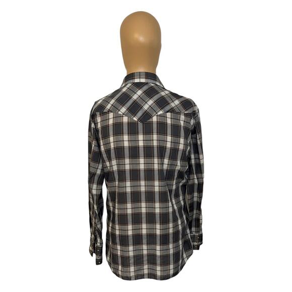 Vtg Holt Men's Western Shirt Gray Plaid with Pearl Snaps Line Dance Rodeo Medium - Picture 4 of 6